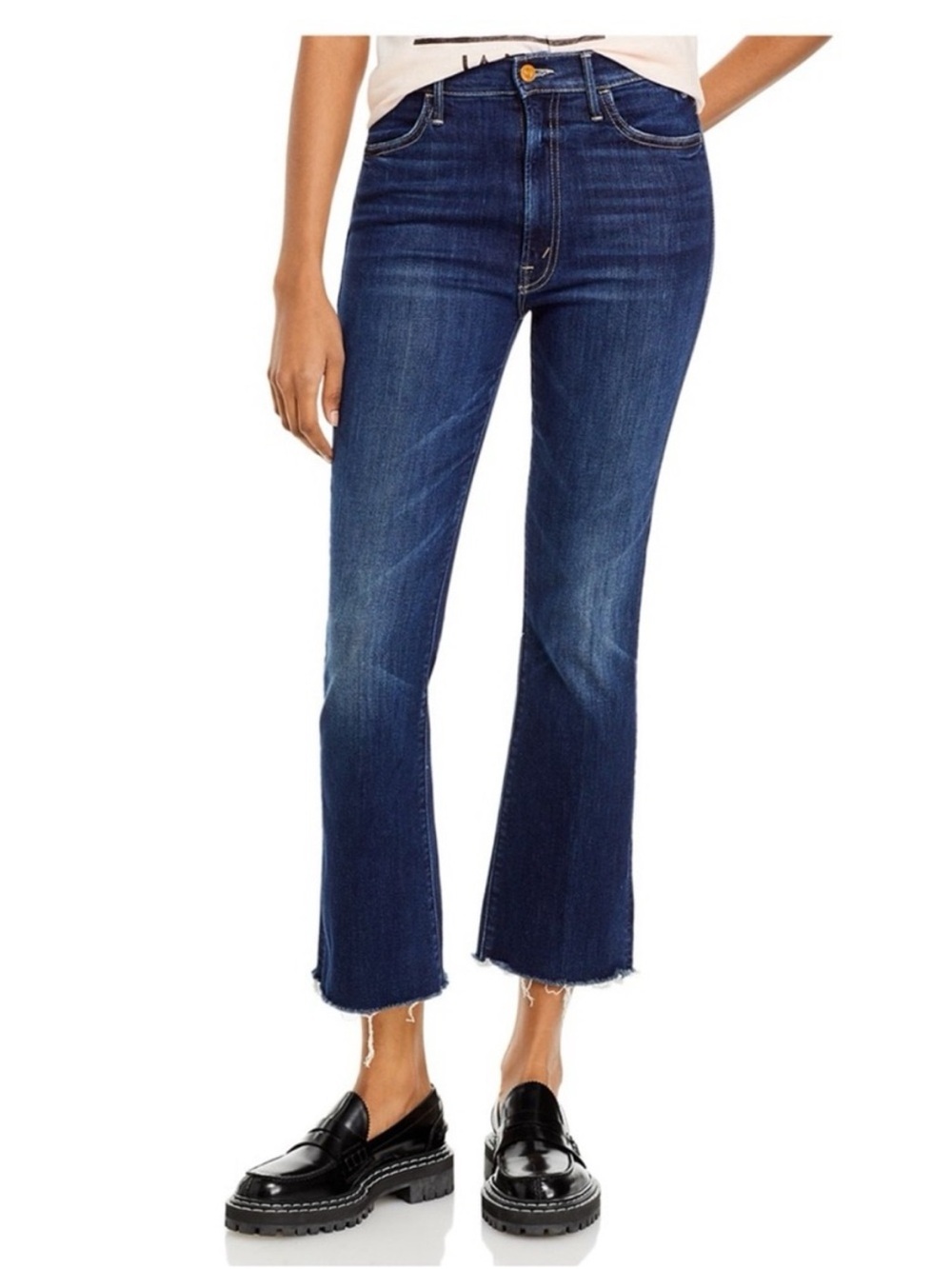 MOTHER The Hustler Ankle Fray Jeans in Teaming Up Wash